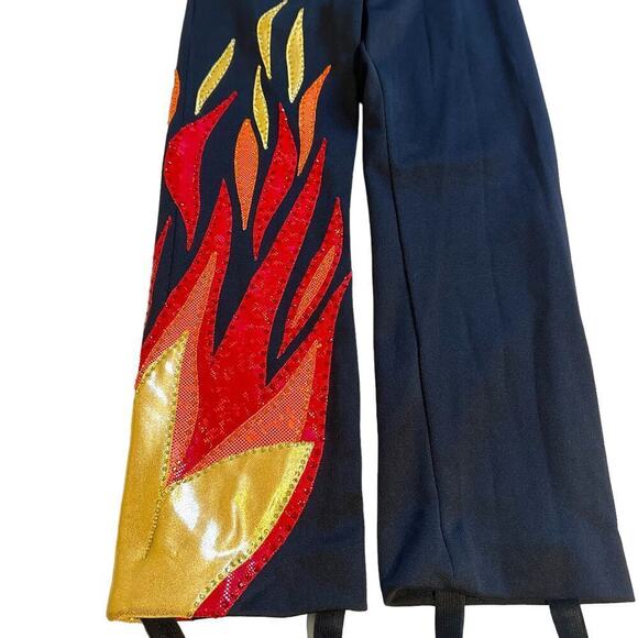 NWOT Mondor Boys Custom "Flame" Ice Skating Pants Black 8-10 - Picture 3 of 8